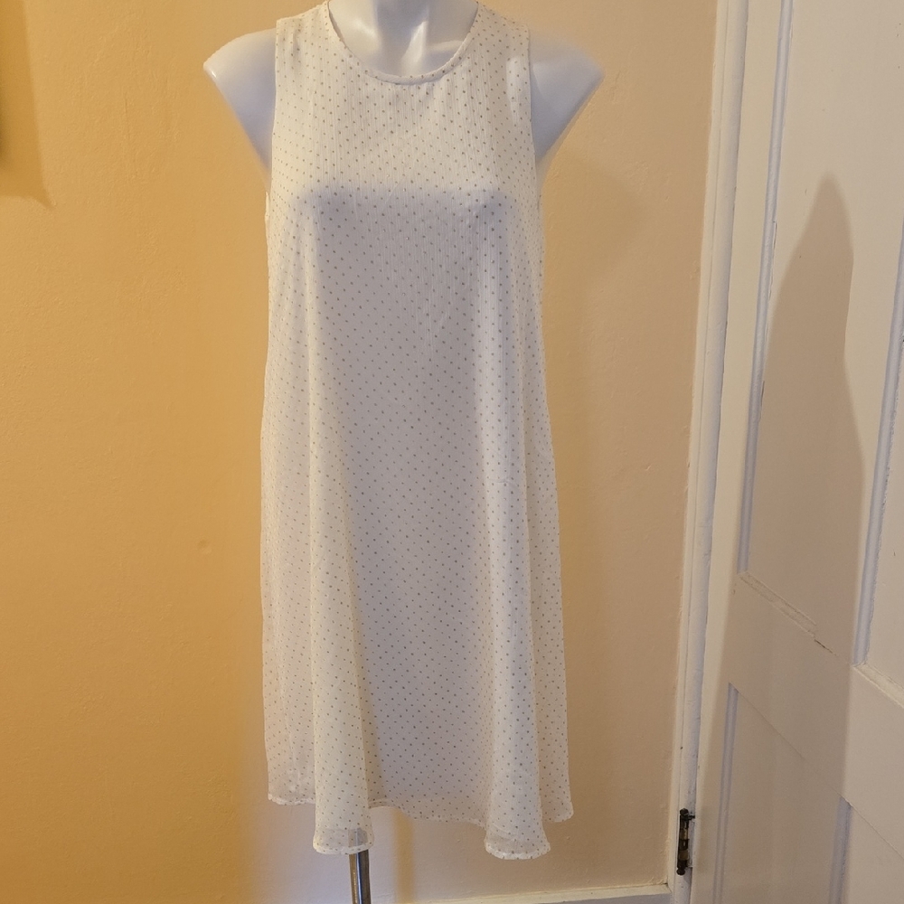 Tommy Hilfiger white dress with gold polka dots Sz 8